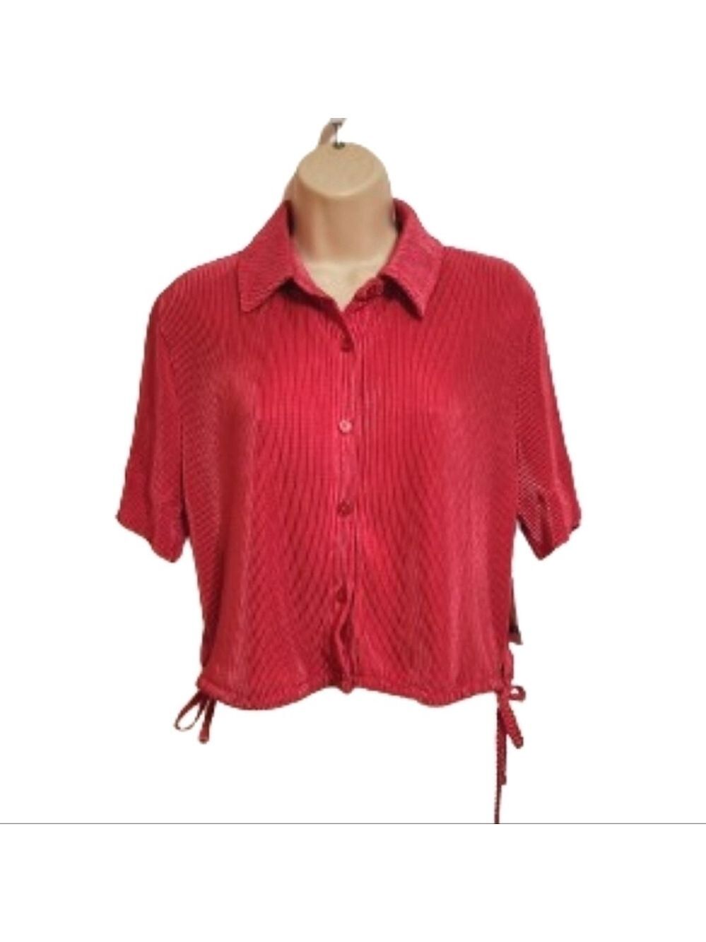 Bar III Textured Knit Cropped Shirt Hot Pink Small